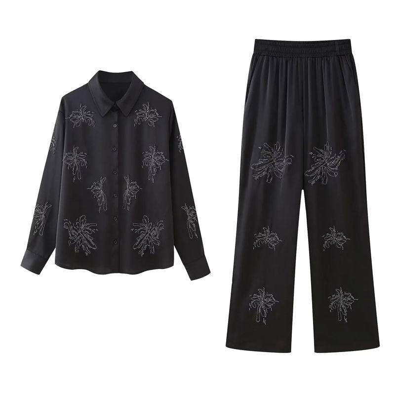 Spring and Summer New Arrival Affordable Luxury Style Beaded Embroider Shirt 4786044 High Waist Straight-Leg Shorts 4786059