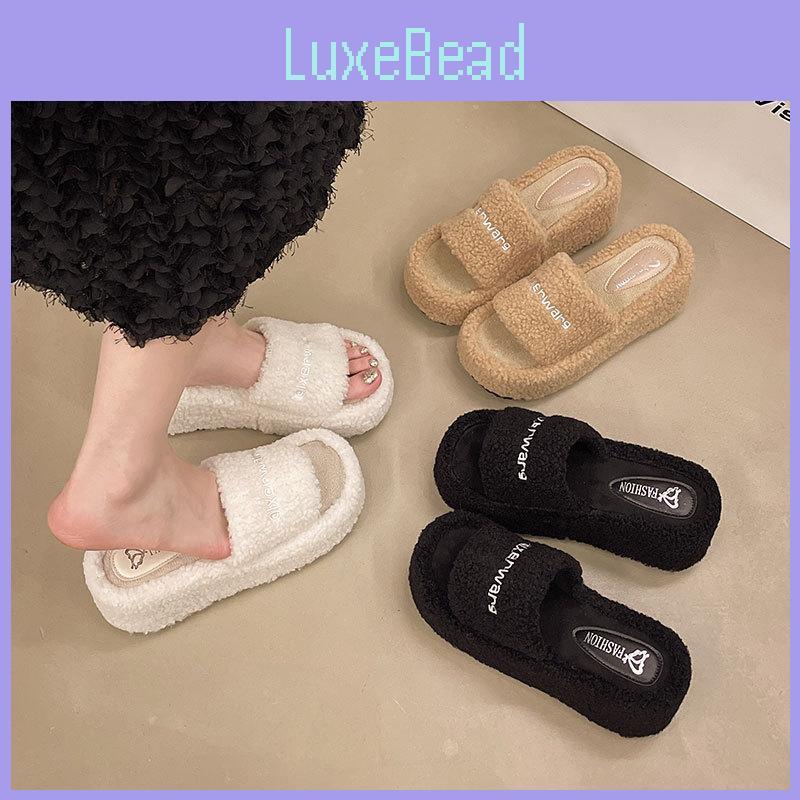 Cozy Thick Soled Cotton Slippers For Women Stylish High Platform Fuzzy Shoes House