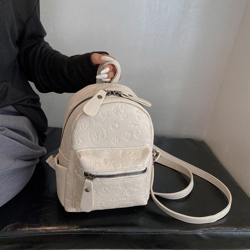 Small Bag Women's Versatile New Trendy Fashion Embossed Women's Backpack Casual High-end Lightweight Travel Bag Small Backpack