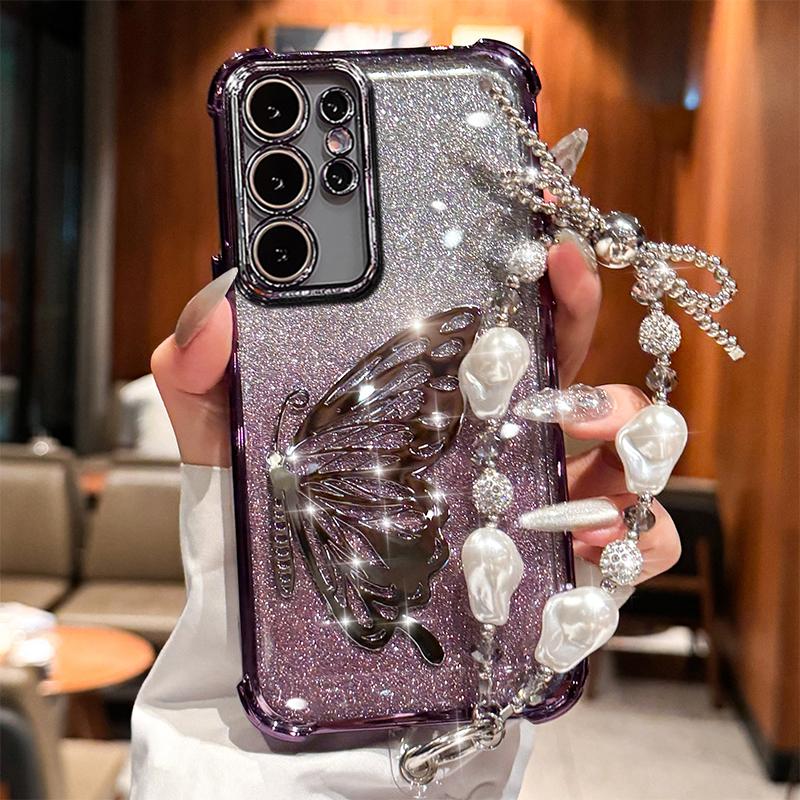 

Laser Butterfly Shockproof Plating Bracelet Case for Samsung Galaxy A13 A23 A33 A53 A73 A12 A22 A32 A52 A52S 4G 5G A52 4G or A52 5G фиолетовый