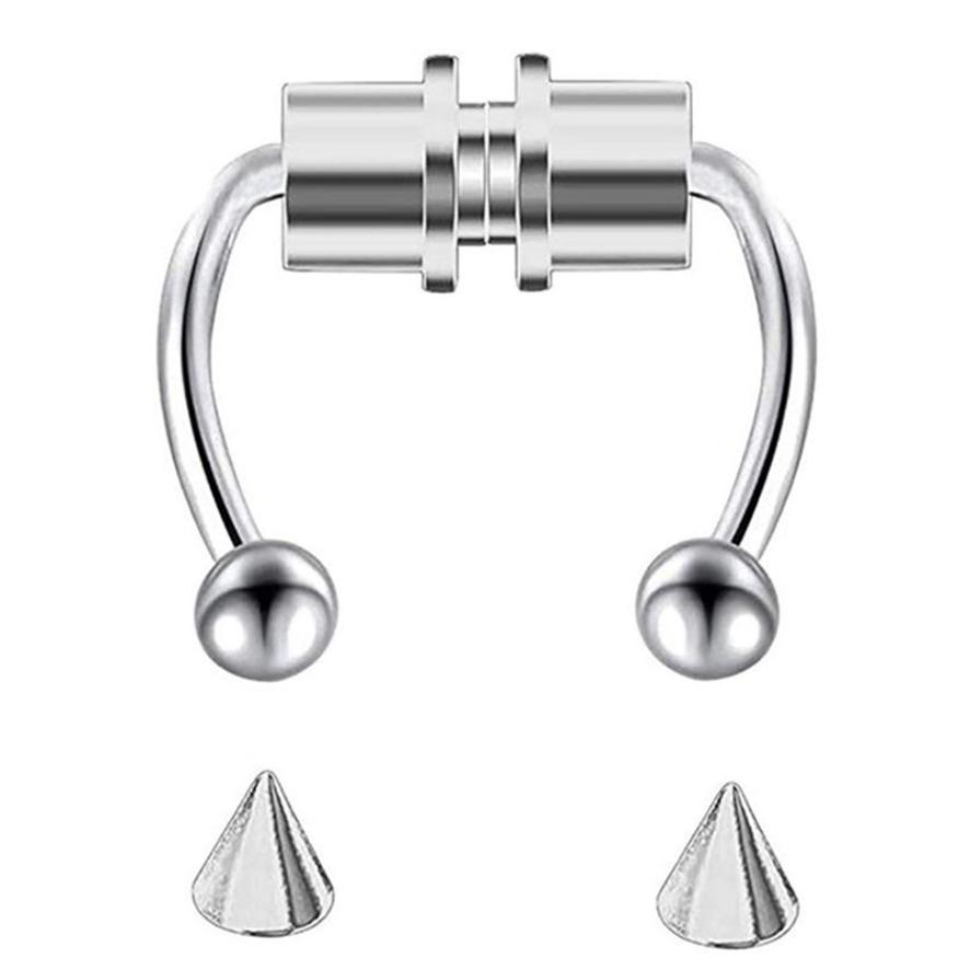 Faux Anneaux De Nez En Acier Inoxydable - Lot De 6 - Design En D Pour Septum Et Nez - Hypoallergénique, Sans Plomb Ni Nickel