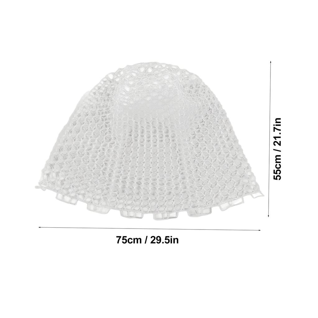 Large Landing Net, 55cm, Rubber Landing Net, Spare Net, Replacement Net for Rocky Coast Fishing, Compact, Foldable, Lightweight, Portable, White