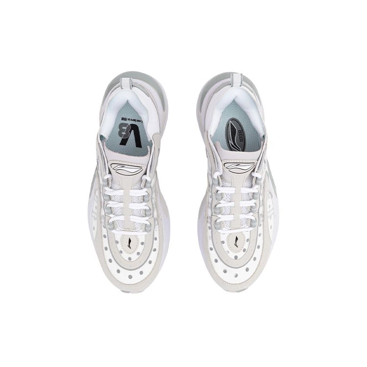 Li Ning V8 Series Shock Absorbing Non-Slip Wear-Resistant Low-Top Running Shoes Women sneaker Gray ARHP128-11