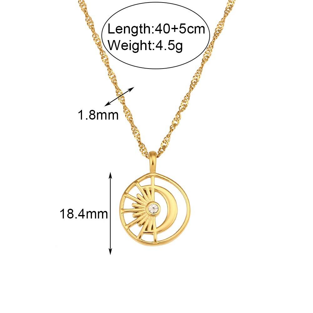 Unique Gold Plated Hollow Out Pendant Necklace Wholesale Stainless Steel Sunflower Necklace Dropshipping Agent 18inches(45.72cm)&18K Gold Plated