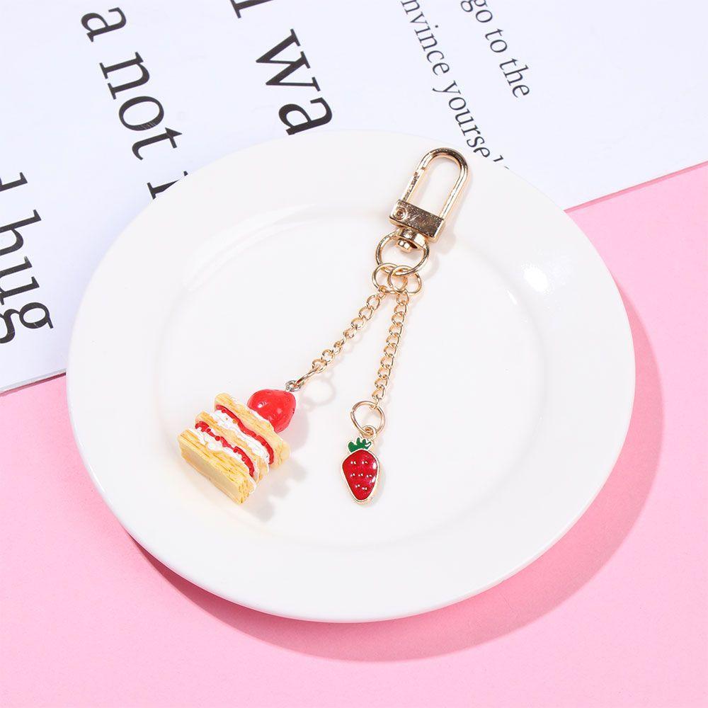 Short Strap Lanyards For Phone Keys Mobile Phone Strap Hang Rope Phone Charm Popular Cute Japanese Strawberry Cake Decor Gift