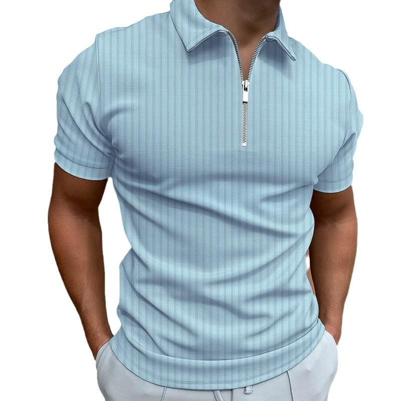 Polo de negocios a rayas de color liso con estampado 3D para hombre
