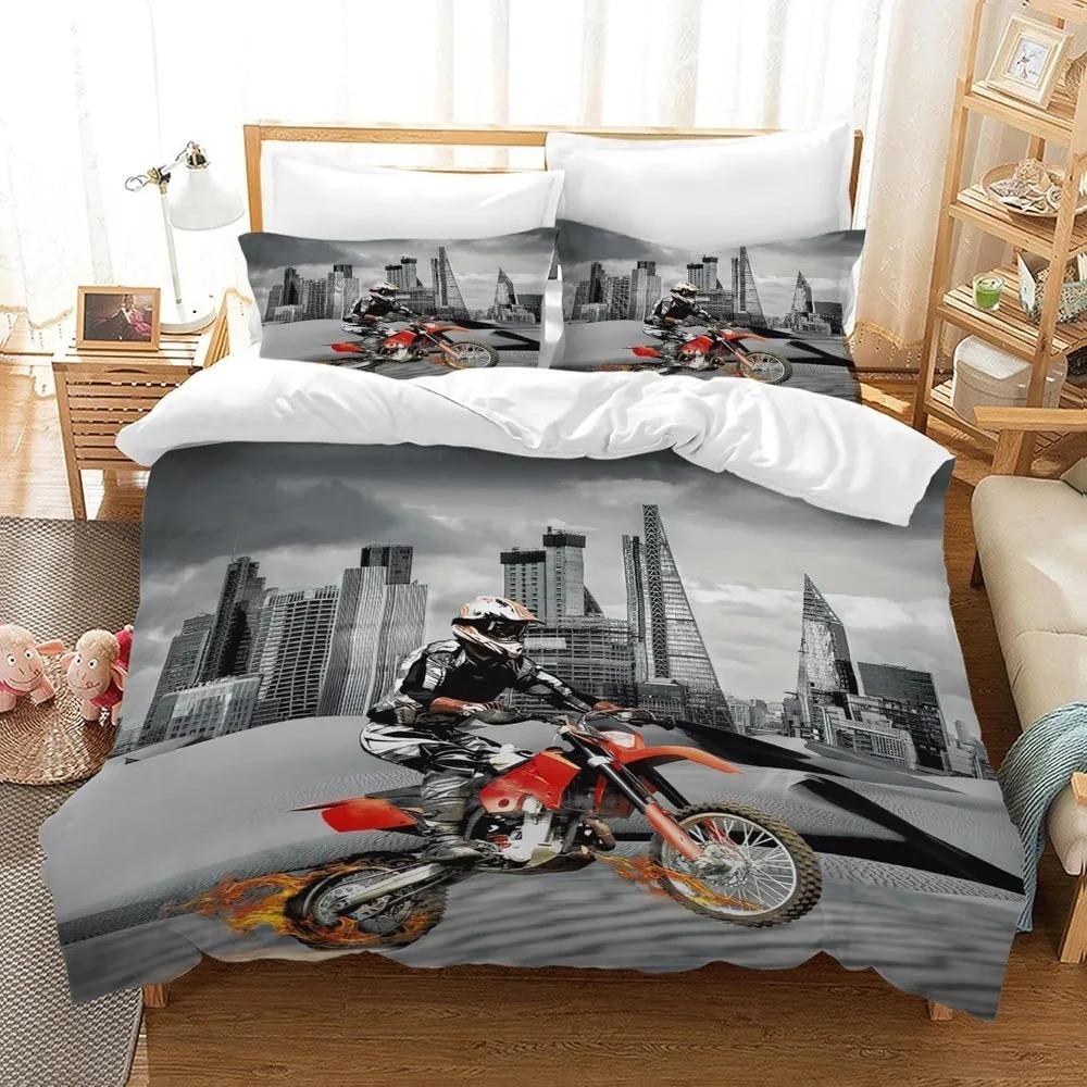 

Motocross Duvet Cover Bedding Set BoyGirl Bedroom Decoration Children-Gift Single Double Large SizeZip Duvet Cover 90x200cm