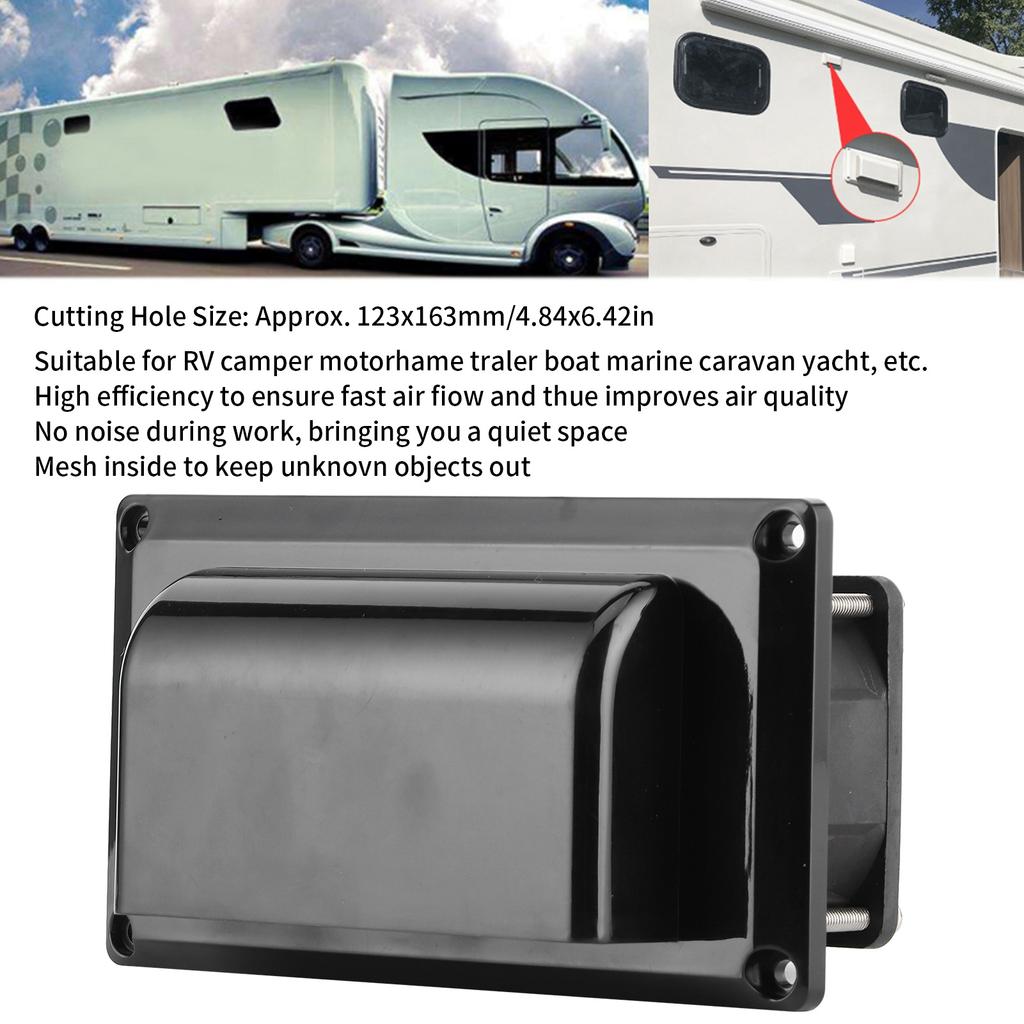 Side Air Vent Ventilation Exhaust Fan Motorhome Trailer RV Black 12V for Trailer Boat Marine Yacht Side Ventilation Exhaust Fan