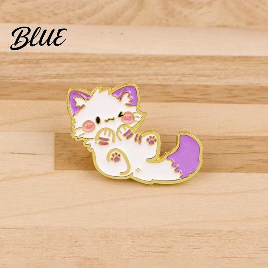 Textured Brooch Design Cute Purple Cat Lapel Pin Cartoon Animal