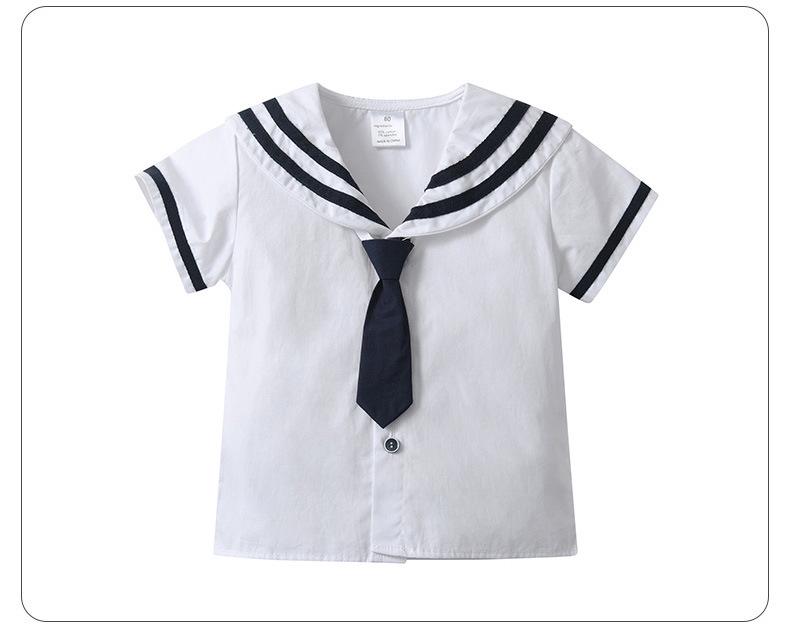Summer Short Sleeve Sailor Navy Uniform Boys Two-Piece Set