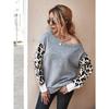 Women S Casual Leopard Patchwork Knit Pullover Sweater