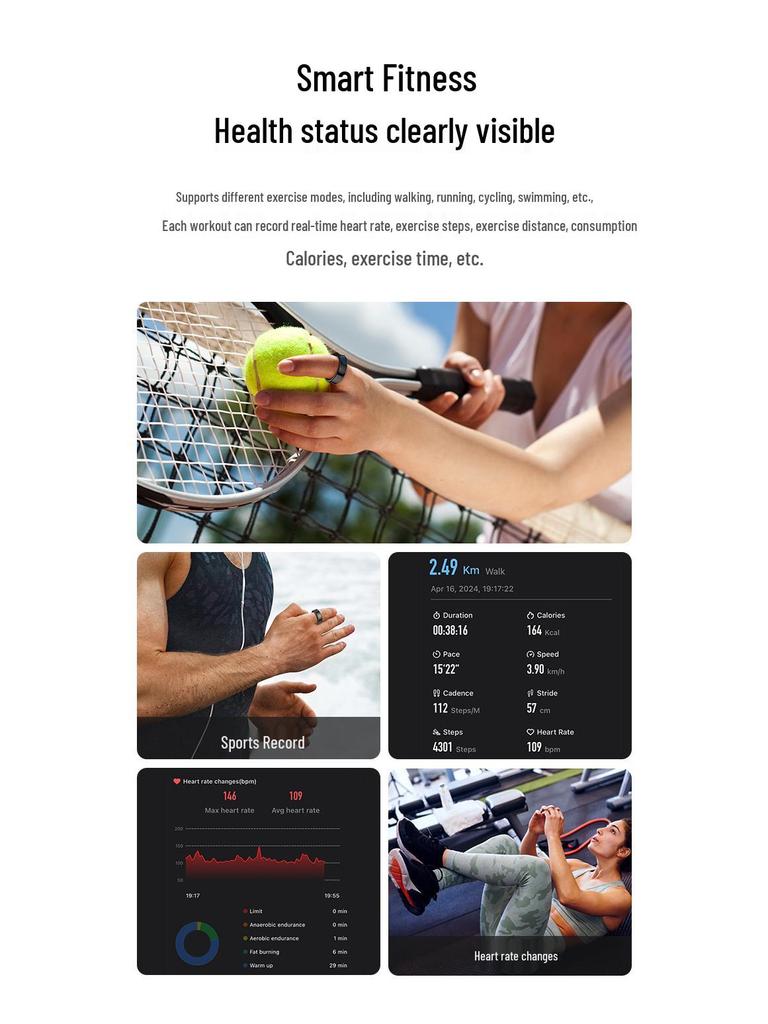 R09 Smart Ring: Heart Rate, Blood Oxygen, Sleep, Sports Tracker, Waterproof, Bluetooth Photo, with Charging Case
