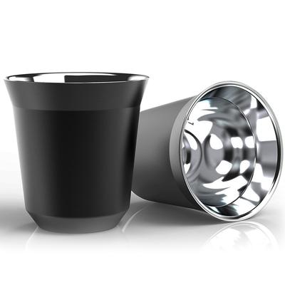 Caneca de café com cápsula de aço inoxidável com isolamento de parede dupla, caneca de café de metal para uso interno ou externo