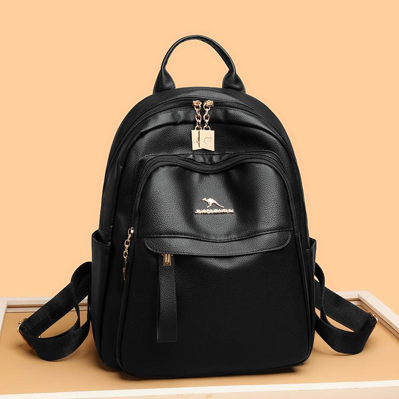 Schoolbag popular backpack women's 1011 new large-capacity leisure travel backpack soft leather fashion schoolbag women's bag