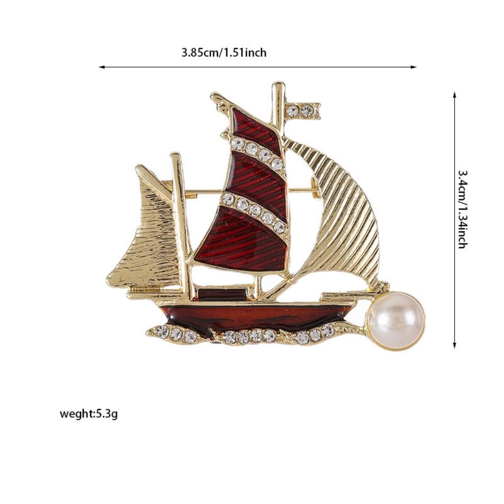 Vintage Enamel Blue Sailboat Brooches Caribbean Pirate Ship Lapel Pin For Men Women Clothing Luxury Accessories Jewelry