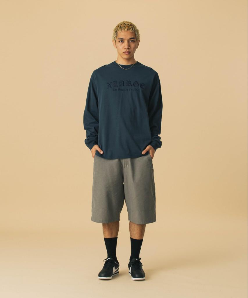 [Extra Large] Pigment Dyed Old English Logo Long Sleeve Tee, Men's, Navy