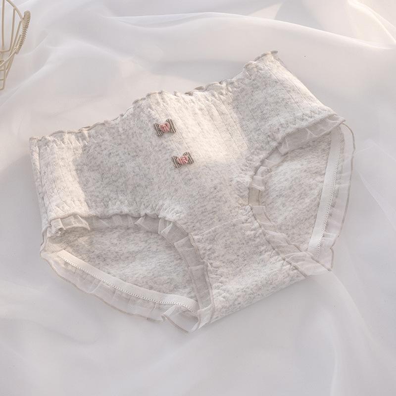 Ladies New Cotton Lovely Sweet Lace 10A Antibacterial Crotch Triangle Briefs