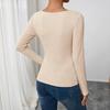 Women's Casual Asymmetric Neckline Pleated Slim Fit Layering Top