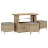 Ensemble de canapé de jardin 10 pièces avec coussins beige poly rotin acacia, Ensemble de salle à manger de jardin 4 pièces 3361772