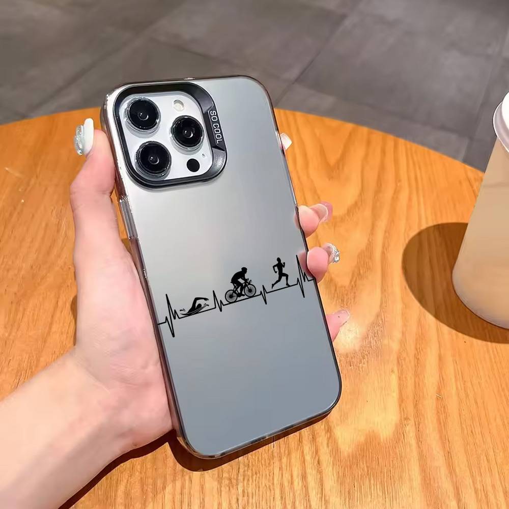 T-Triathlon Schwimmen Radfahren Laufen T-Tri Leben Handyhülle Für iPhone17,16,15,14,13,12,11 Plus,Pro Max Schwarze Candy Silberbeschichtete Hülle