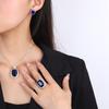 Jewelry Copper Bottom Gold-Plated Simulation Blue Spinel Women'S Suit Temperament Full Diamond Luxury Setting 15 * 20-10 * 12