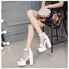 Fashion 14CM Dress Platform Sandals for Women Sexy Rivet Goth Style Block Heels Ankle Buckle Strap Party Shoes with Zipper Open Toe