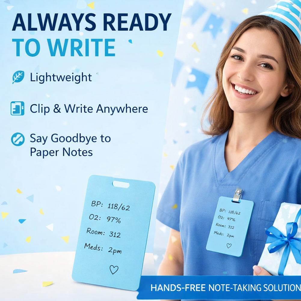 Dry Erase Note Badge Reusable Nurse ID Badge Holder Wipeable Writing Card for Hospital Work