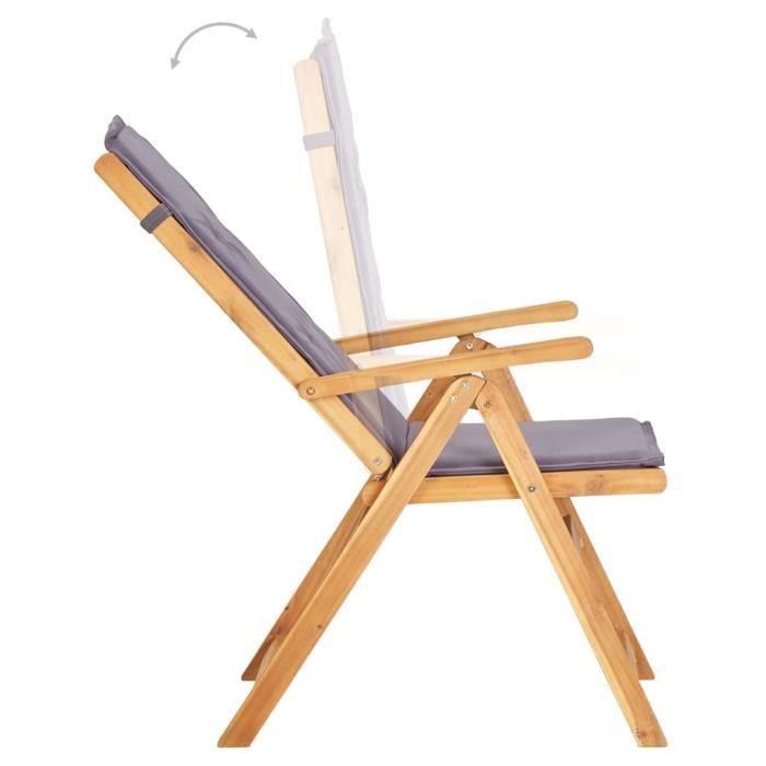 Chaises inclinables de jardin - vidaXL - Marron - Bois solide d'acacia