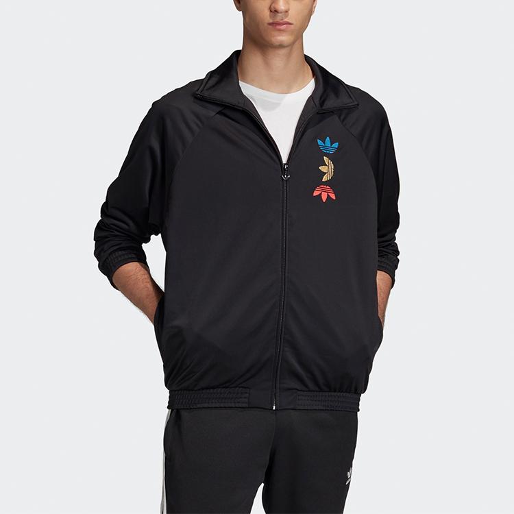 Adidas Originals Trefoil Metallic Logo Stand Collar Zip Jacket Men Jackets Black FS7323