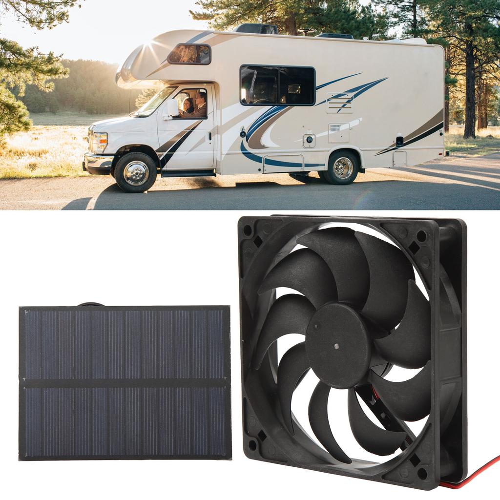Outdoor Solar Panel Fan Kit Monocrystalline Silicon for Caravans Campers Toilets Pet Houses 12V 3W
