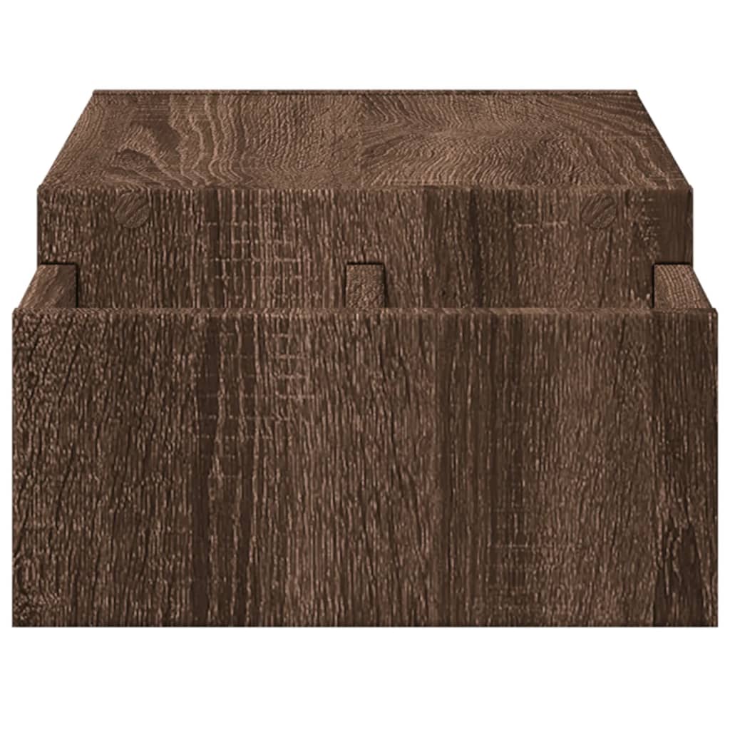 Monitor Stand with Storage Space Oak Effect 70 X 27 X 15 Cm Wood Based Material