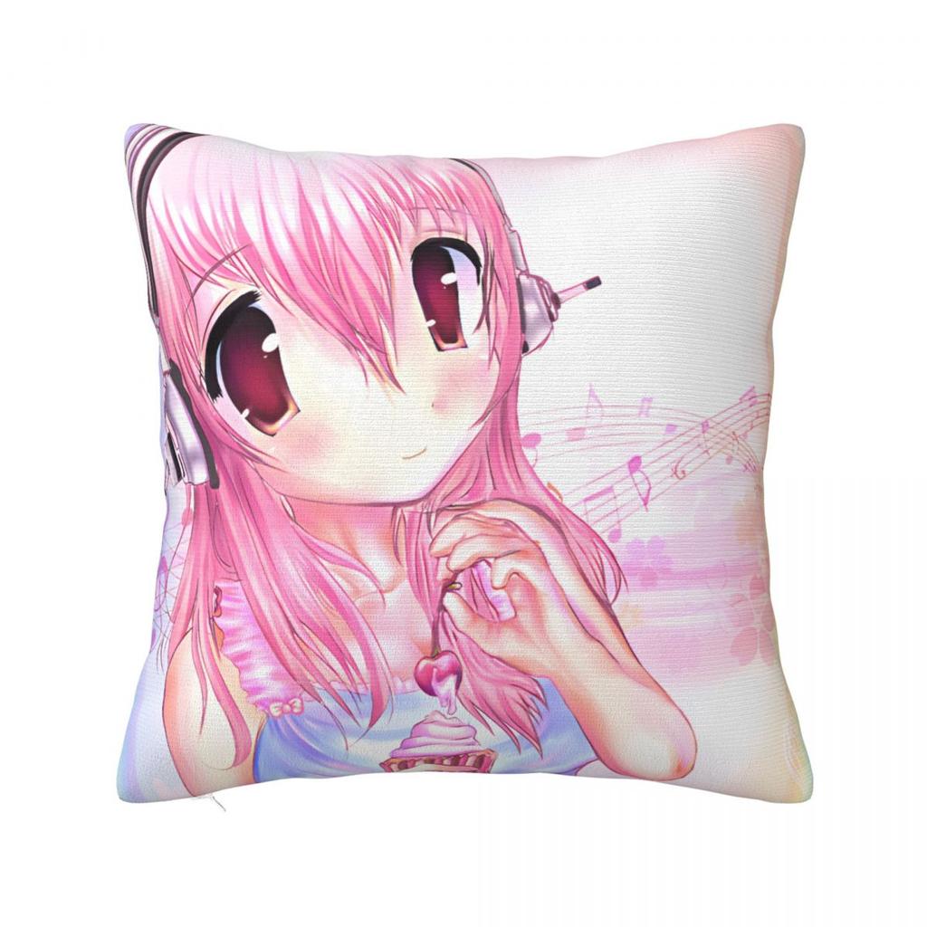 Pillow Cover Japanese Anime Super Sonico Manga Custom Diy Cushion Cover Pillow Case For Chair Sofa Home Decoration Pillowcases