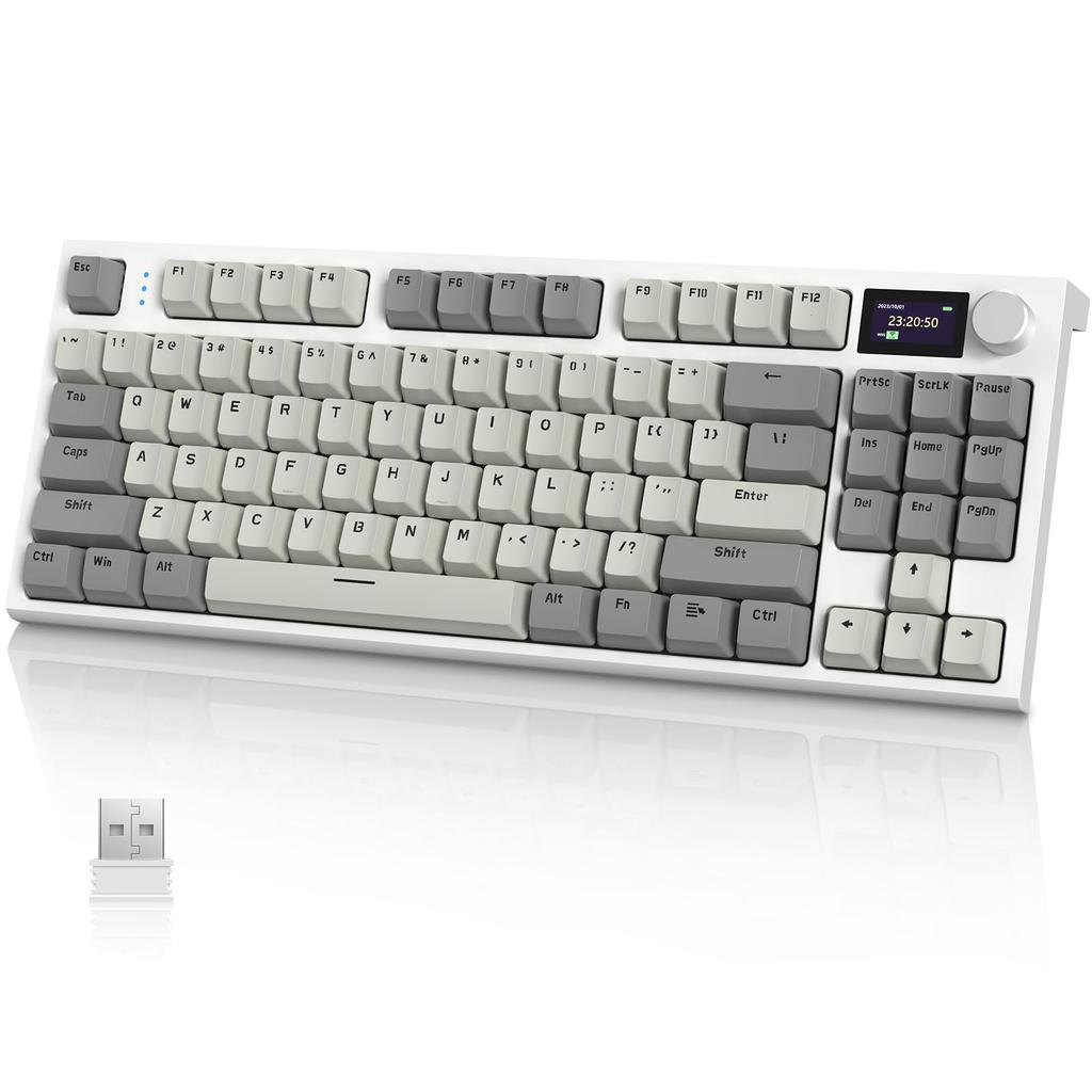 ATTACK SHARK X AJAZZ K86 Gaming Keyboard Wireless Keyboard Bluetooth Wireless Linear TFT Color Screen Knob Blue Whale Structure Hotspot Japanese