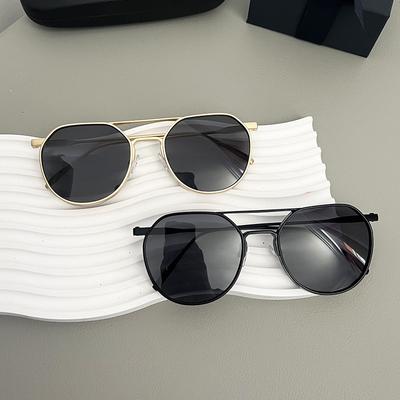 Neue Retro-Brille mit ovalem Rahmen, Metall-Doppelsteg, Piloten-Sonnenbrille, Herren-High-End-Fahr-Sonnenbrille