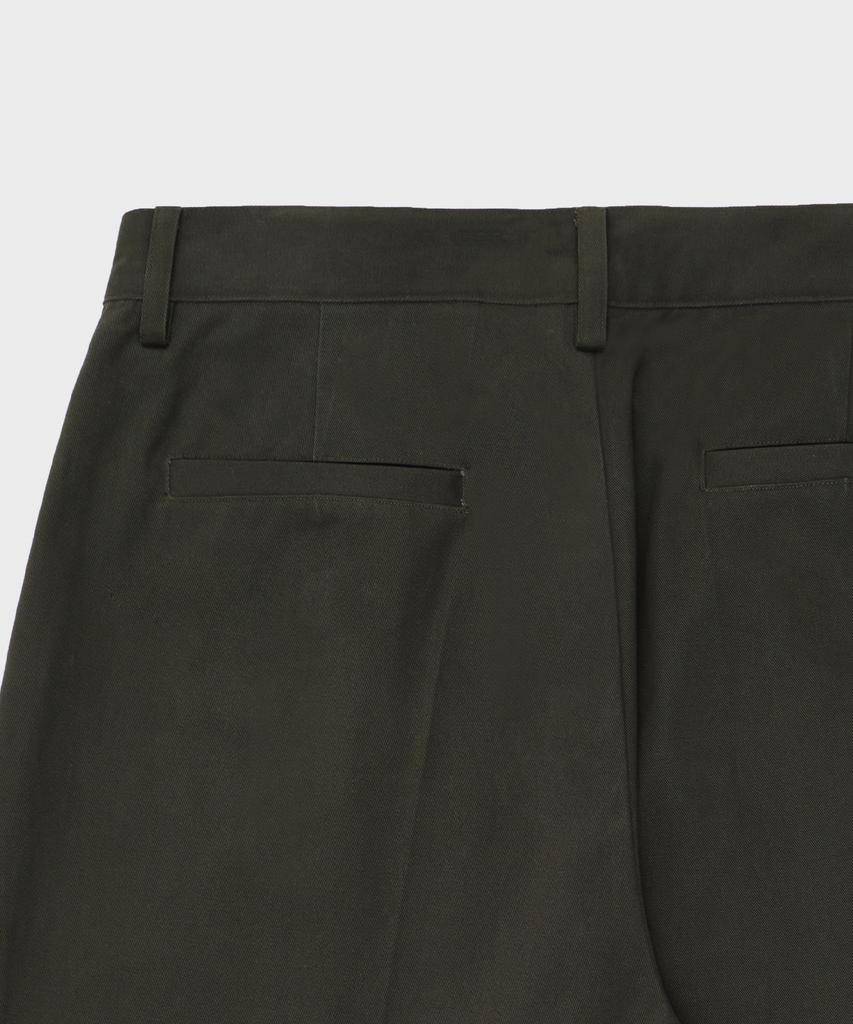 GLW Wide Double-Pleat Cotton Pants Khaki