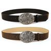 Retro Patterned Belt Men's Streetwear Hip Hop Big Buckle Fashion Leather Belt for Jeans 2pcs