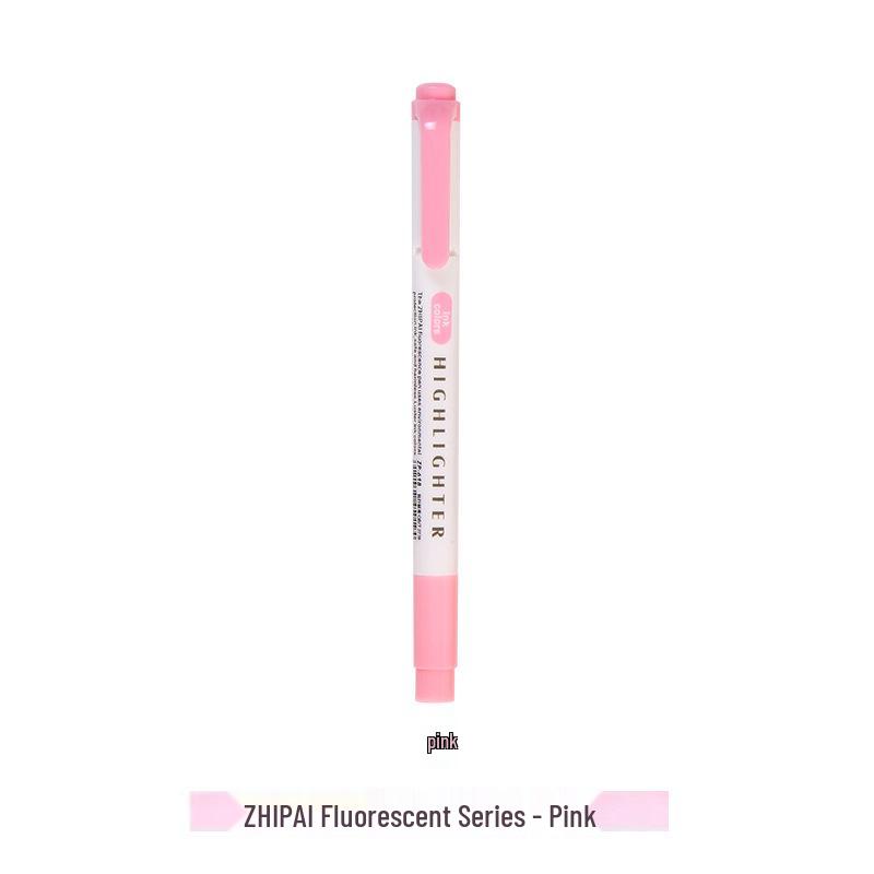 Zhi 618 Student Dual-Tip Fluorescent Pen - Gray, Soft Light & Dark Retro Colors for Highlighting & Marking