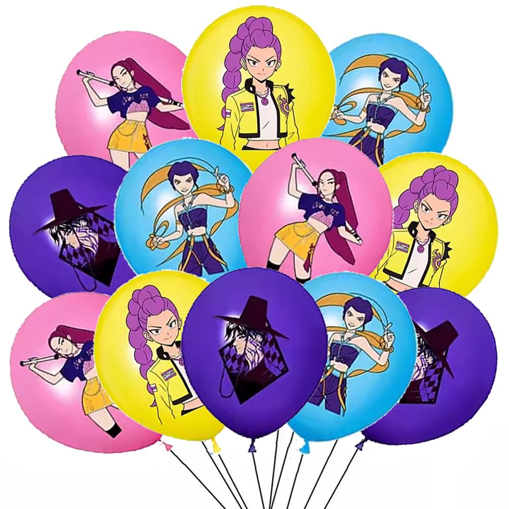 1 Set Kpop Demon Hunters Aluminum Foil Latex Balloon Children's Birthday Decoration Korean Kpop Anime Party Supplies Toy Gift