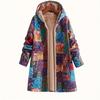 Autumn and winter printed retro loose hooded thermal top women's spring and autumn coat fleece slim fit
