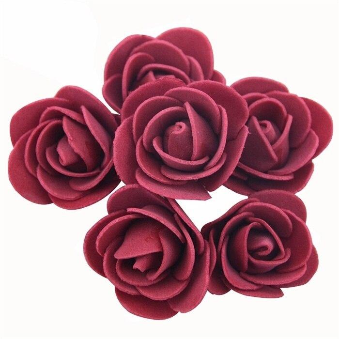 50pcs Artificial Flowers PE Foam Roses Head Bear Handmade Wedding Home Garden Holiday Party Decor Scrapbook Gifts Box Diy Wreath