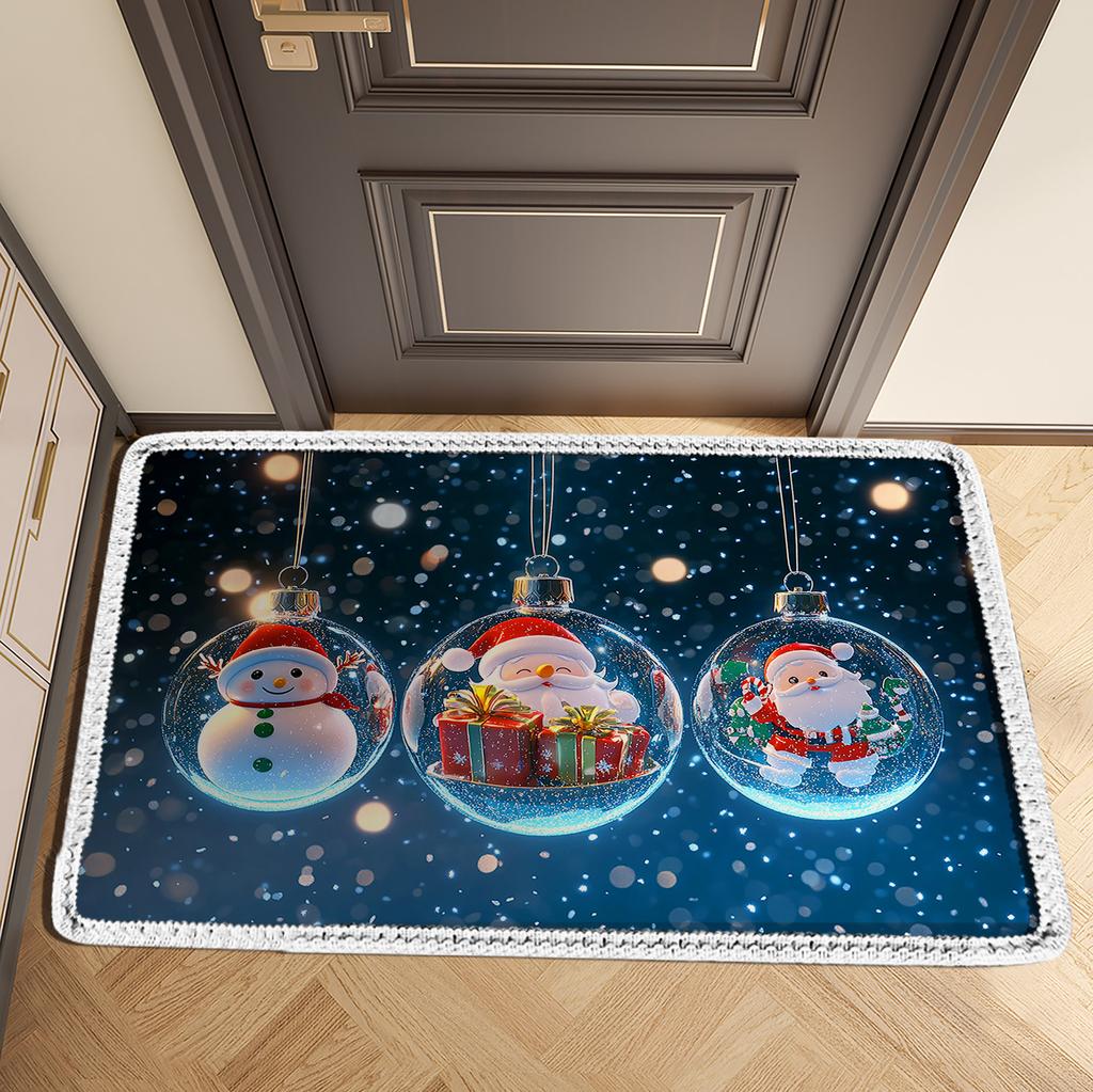 Christmas Welcome Doormat Entrance Door Mat Outdoor Front Room Rugs Hallway Carpet Floor Foot Bath Mat Washable