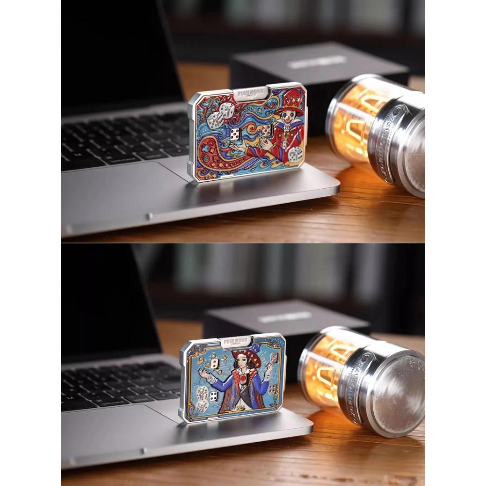 Metal Card 2/5-hole Dice Game EDC Toy Hand Pressure Release Toy Boy Stress Relief Birthday Gift Portable Dice Party Game Prop