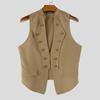 Deep V Incerun Men Neck Sleeveless Splits Zipper Casual Fitted Thin Tank Tops Waistcoats