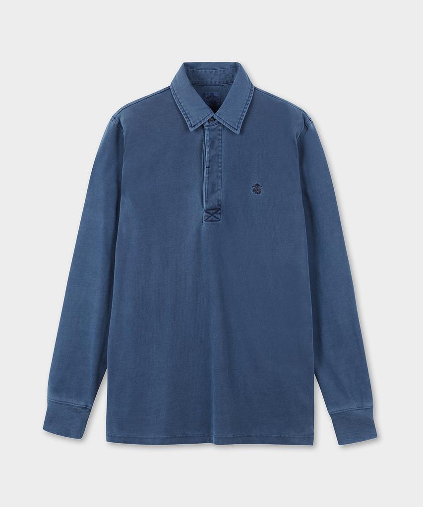 BROOKS BROTHERS Garment Dye Rugby Shirt (Navy) (Bbntmm7488Qfs)
