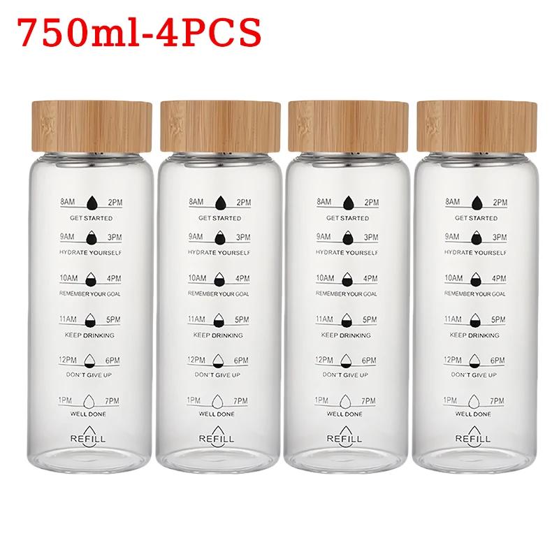 700/1000ml Large-capacity Glass Cup High Borosilicate Bamboo Lid Time Scale Portable Water Cup Tea Cup Accompanied By Gift Cups