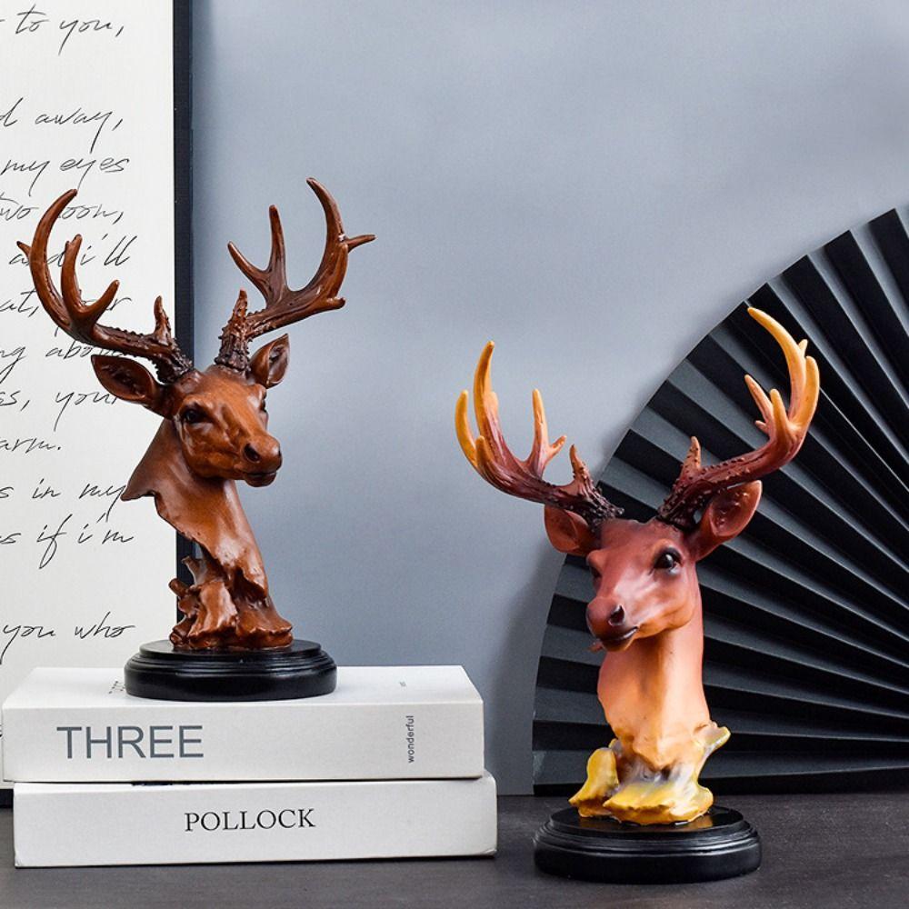 Modern Deer Statue Minimalist Animal Sculpture Art Craft Deer Ornament Tea Table