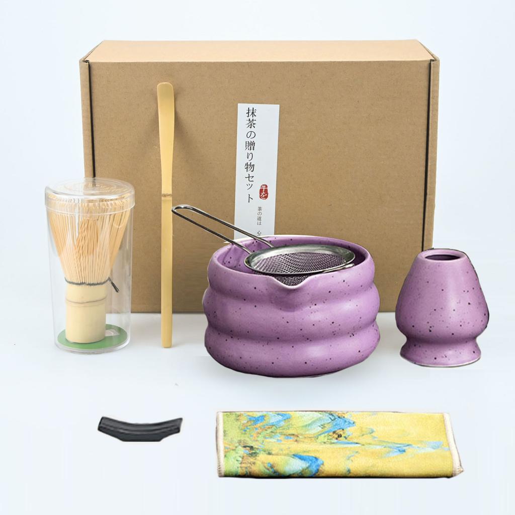 7pcs/set Japanese Style Matcha Tea Set With Tool Rack, Including Bowl, Whisk, Spoon, Great Gift For Ceremony, Traditional Japane