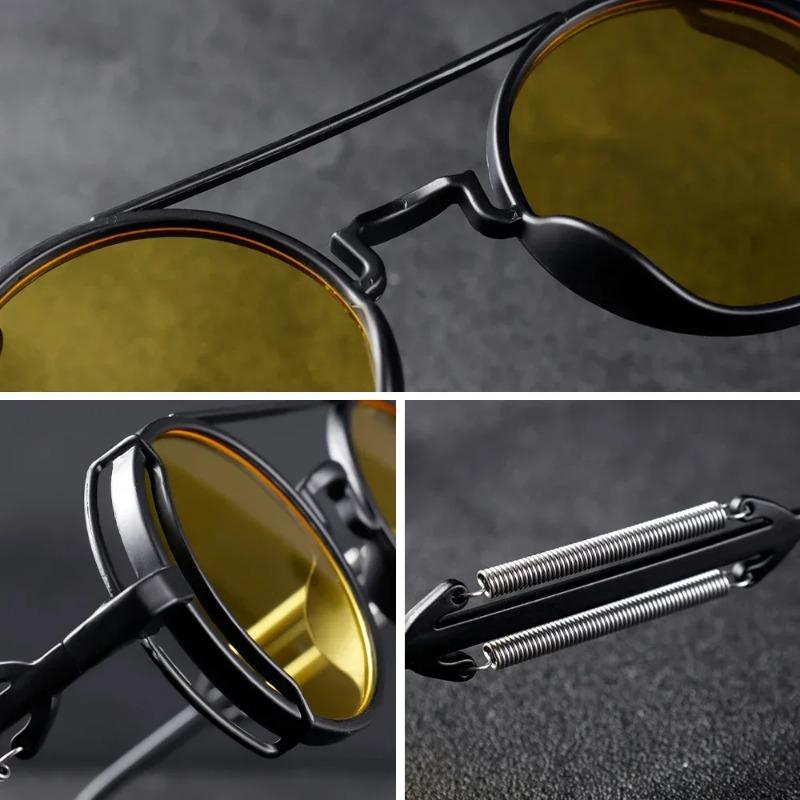 Vintage Punk Round Frame Sun Glasses Men Steampunk Sunglasses Brand Designer Women Eyewear Uv400 Outdoor Sports Driving Google