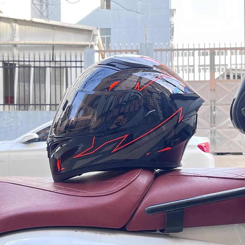 Motorcycle Helmet Full Helmet Can Be Equipped with Bluetooth Headset Men's Four-season Electric Bicycle Riding Helmet