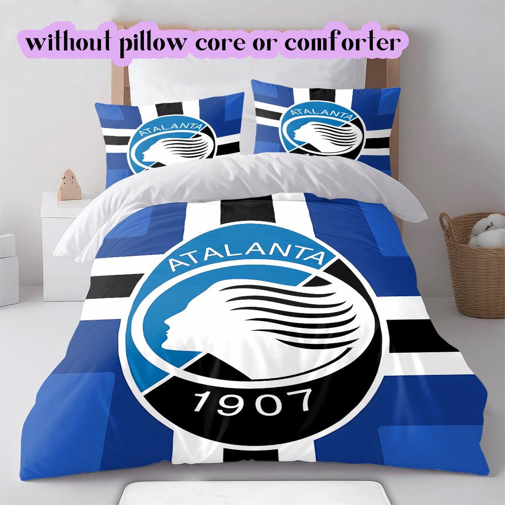 Biancheria da letto con motivo calcistico Atalanta BC, Set piumone Copripiumone Federa Regalo di Compleanno per la Casa (1*copripiumino+2*federe,senza imbottitura)